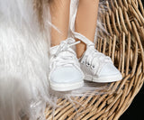 White Tennis Shoes - LAS AMIGAS + MIA