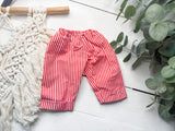 Red & White Stripe Lounge Pants- MINIKANE NEWBORN DOLL