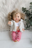 Red & White Stripe Pants - Doll
