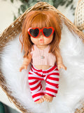 Red & White Stripe Pants - Doll