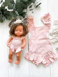 Sweetheart Pink Ruffle Bodysuit Dolly + Me Set